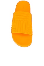 Bottega Veneta The Slider Sandal in Tangerine, view 4, click to view large image.