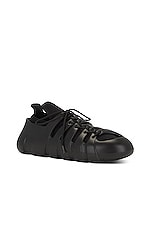 Bottega Veneta Lace Up Sneaker in Black, view 2, click to view large image.