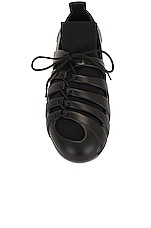 Bottega Veneta Lace Up Sneaker in Black, view 4, click to view large image.