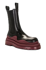 Bottega Veneta Tire Chelsea Boot in Black & CH, view 2, click to view large image.