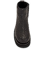 Bottega Veneta Mini Lido Weave Lug Ankle Boo in Black, view 4, click to view large image.