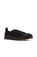 Bottega Veneta Vulcan Low Top Sneaker in Black, view 2, click to view large image.