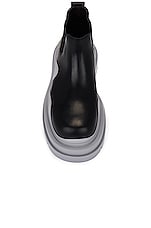 Bottega Veneta Tire Chelsea Ankle Boot Military Calf in Black, Vapor, & Vapor, view 4, click to view large image.