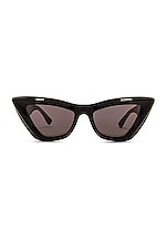 Bottega Veneta Acetate Cat Eye Sunglasses in Shiny Black, view 1, click to view large image.