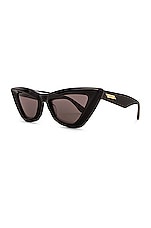 Bottega Veneta Acetate Cat Eye Sunglasses in Shiny Black, view 2, click to view large image.