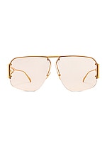 Bottega Veneta Triangle Pilot Sunglasses in Shiny Gold, view 1, click to view large image.