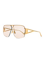 Bottega Veneta Triangle Pilot Sunglasses in Shiny Gold, view 2, click to view large image.