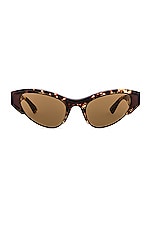 Bottega Veneta Light Ribbon Sunglasses in Brown & Gold, view 1, click to view large image.
