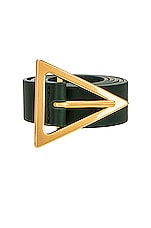 Bottega Veneta Medium Triangle Belt in Raintree & Gold, view 3, click to view large image.