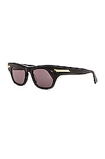 Bottega Veneta Original Rectangular Sunglasses in Shiny Black, view 2, click to view large image.