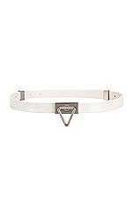 Bottega Veneta Triangle Lock Belt in White & Silver, view 1, click to view large image.