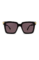 Bottega Veneta Bold Ribbon Square Sunglasses in Shiny Black, view 1, click to view large image.