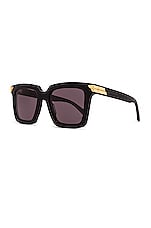 Bottega Veneta Bold Ribbon Square Sunglasses in Shiny Black, view 2, click to view large image.