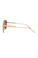 Bottega Veneta Light Ribbon Pilot Sunglasses in Shiny Gold & Solid Warm Brown, view 3, click to view large image.