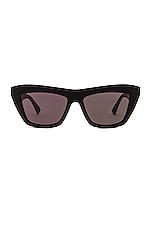 Bottega Veneta Classic Ribbon Cat Eye Sunglasses in Shiny Black, view 1, click to view large image.