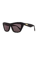 Bottega Veneta Classic Ribbon Cat Eye Sunglasses in Shiny Black, view 2, click to view large image.