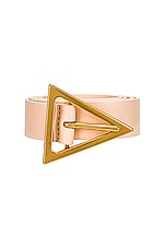 Bottega Veneta Triangle Belt in Melon Washed & Gold, view 3, click to view large image.
