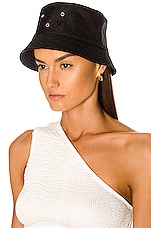 Bottega Veneta Intreccio Jacquard Nylon Bucket Hat in Black, view 2, click to view large image.