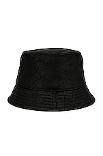 Bottega Veneta Intreccio Jacquard Nylon Bucket Hat in Black, view 3, click to view large image.