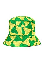 Bottega Veneta Wavy Triangle Crochet Bucket Hat in Parakeet & Kiwi, view 3, click to view large image.