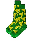 Bottega Veneta Wavy Triangle Cashmere Socks in Parakeet & Kiwi, view 2, click to view large image.