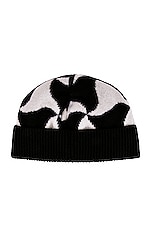 Bottega Veneta Wavy Triangle Wool Beanie in Black & White, view 2, click to view large image.