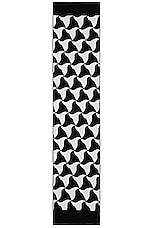 Bottega Veneta Wavy Triangle Wool Scarf in Black & White, view 2, click to view large image.