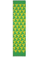 Bottega Veneta Wavy Triangle Wool Scarf in Parakeet & Kiwi, view 2, click to view large image.