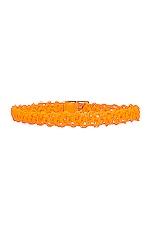 Bottega Veneta Rubber Intreccio Crochet Belt in Tangerine & Silver, view 2, click to view large image.