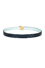 Bottega Veneta Reversible Triangle Leather Belt in Deep Blue, Pale Blue, & Gold, view 2, click to view large image.