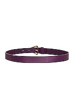 Bottega Veneta Triangle Leather Belt in Eggplant & Gold, view 2, click to view large image.