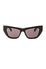 Bottega Veneta New Triangle Cat Eye Sunglasses in Shiny Black, view 1, click to view large image.