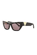 Bottega Veneta New Triangle Cat Eye Sunglasses in Shiny Black, view 2, click to view large image.