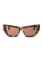 Bottega Veneta Acetate Cat Eye Sunglasses in Shiny Havana, view 1, click to view large image.