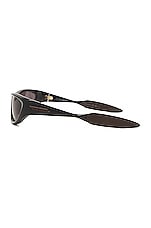 Bottega Veneta Mix Material Rectangular Sunglasses in Shiny Black, view 3, click to view large image.