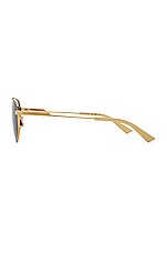 Bottega Veneta Metal Caravan Sunglasses in Shiny Gold, view 3, click to view large image.