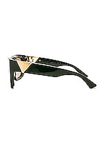Bottega Veneta Rectangle Sunglasses in Dark Green, view 3, click to view large image.