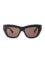 Bottega Veneta Edgy Square Sunglasses in Black, view 1, click to view large image.
