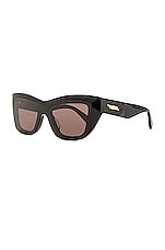 Bottega Veneta Edgy Square Sunglasses in Black, view 2, click to view large image.