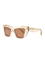 Bottega Veneta Square Sunglasses in Shiny Transparent Nude, view 2, click to view large image.