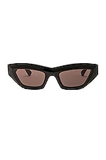 Bottega Veneta Edgy Cat Eye Sunglasses in Shiny Black, view 1, click to view large image.