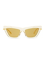 Bottega Veneta Cat Eye Sunglasses in Transparent Light Yellow, view 1, click to view large image.