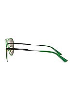 Bottega Veneta Light Ribbon Pilot Sunglasses in Green, view 3, click to view large image.
