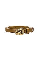 Bottega Veneta Knot Leather Belt in Acorn & Muse Brass, view 3, click to view large image.