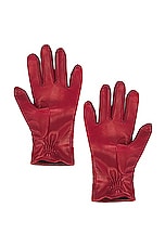 Bottega Veneta Soft Nappa Intreccio Gloves in Brick Red, view 2, click to view large image.