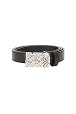 Bottega Veneta Pin Belt in Black & Silver, view 3, click to view large image.