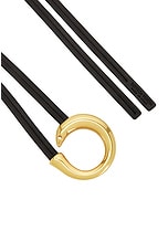 Bottega Veneta Knot Belt in Black & Muse Brass, view 3, click to view large image.