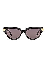 Bottega Veneta Cat Eye Sunglasses in Shiny Black & Grey, view 1, click to view large image.