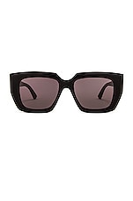 Bottega Veneta Square Sunglasses in Shiny Black, view 1, click to view large image.