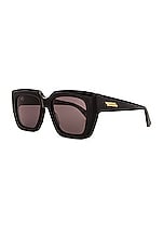 Bottega Veneta Classic Ribbon Square Sunglasses in Shiny Black, view 2, click to view large image.